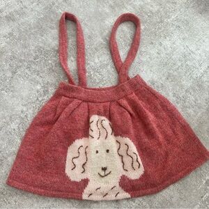 Oeuf Pink and Cream Skirt with Animal Appliqué